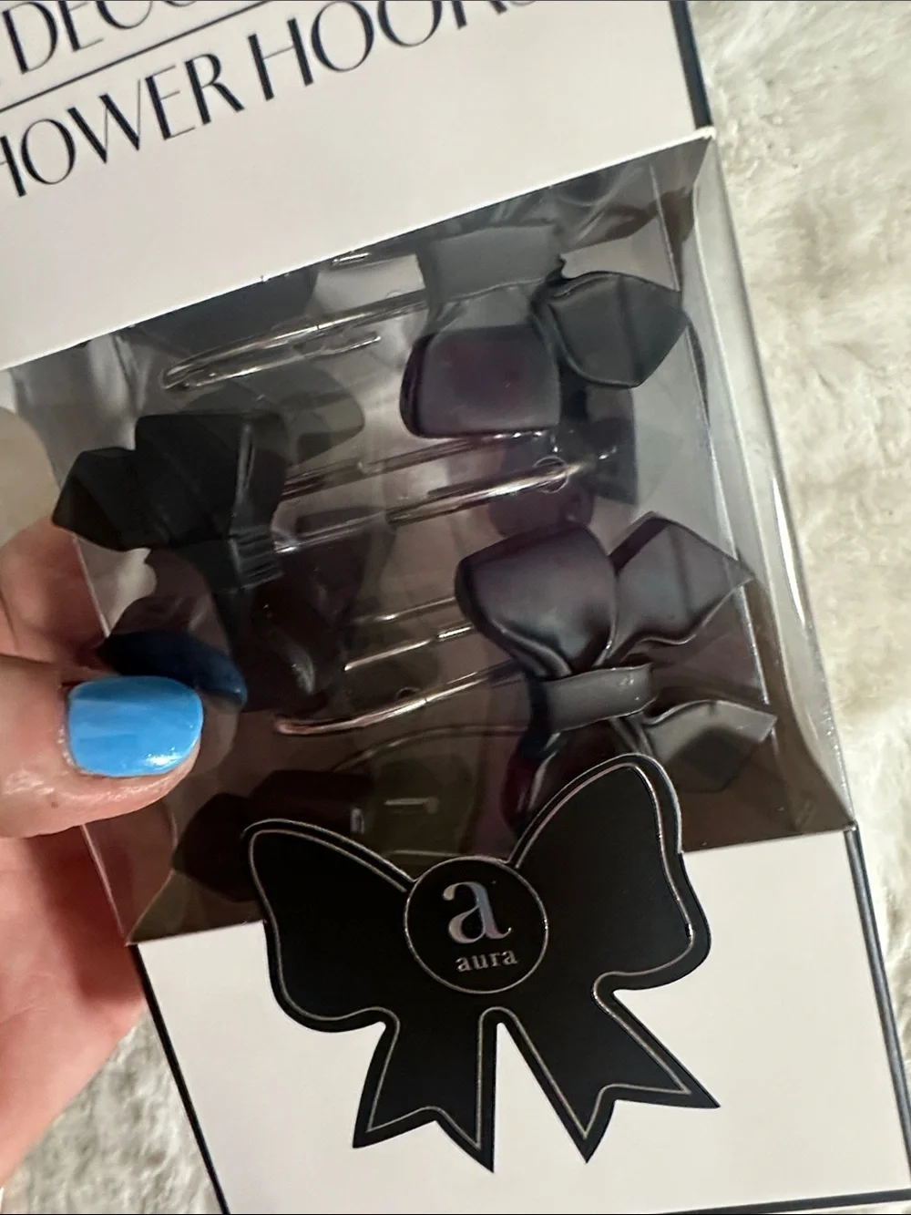 Black bow set of 12 shower hooks